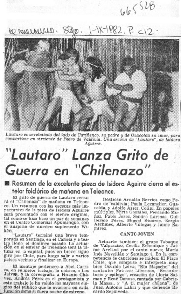 "Lautaro" lanza grito de guerra en "chilenazo".  [artículo]