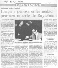Larga y penosa enfermedad provocó muerte de Baytelman.