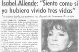 Isabel Allende, "siento como si ya hubiera vivido tres vidas".