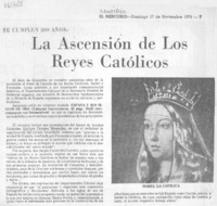 La Ascensión de los Reyes Católicos.