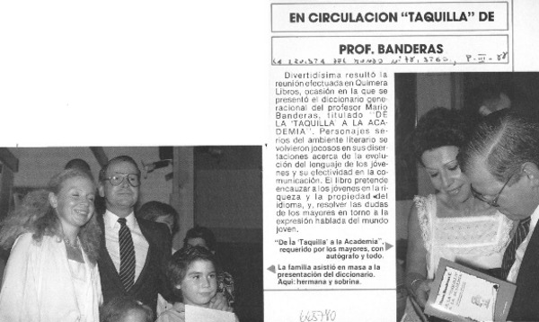 En circulación "Taquilla" de prof. Banderas.