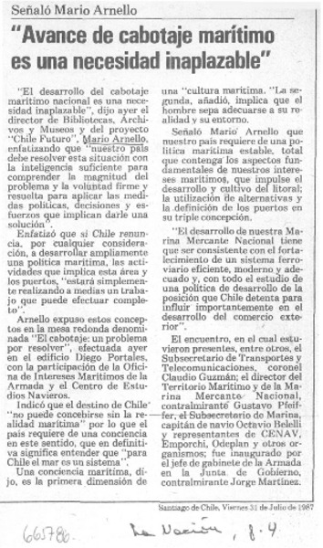 "Avance de cabotaje marítimo es una necesidad inaplazable".