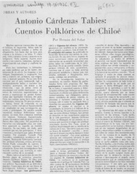Antonio Cárdenas Tabies: cuentos folklóricos de Chiloé