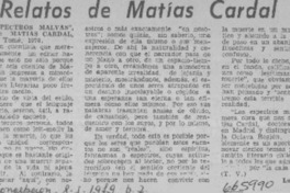 Relatos de Matías Cardal  [artículo] Luis Agoni Molina.