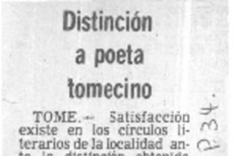 Distinción a poeta tomecino.  [artículo]