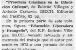 Presencia cristiana en la educación chilena.