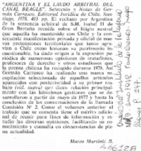 Argentina y el laudo arbitral del canal Beagle"  [artículo] Mateo Martinic B.