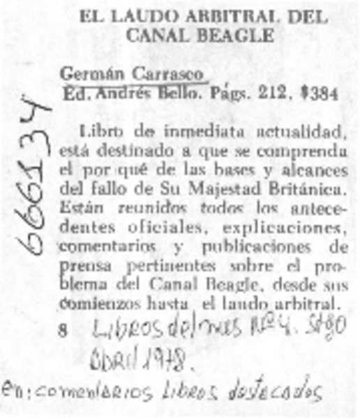 El laudo arbitral del Canal Beagle.  [artículo]