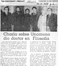 Charla sobre Unamuno dio doctor en filosofía.  [artículo]
