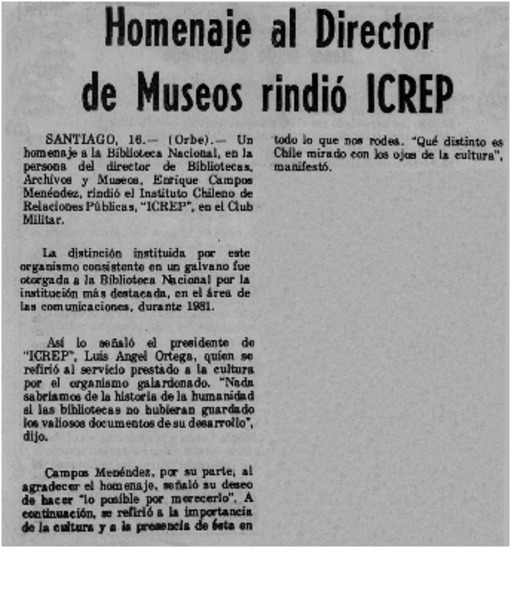 Homenaje al director de museos rindió ICREP.