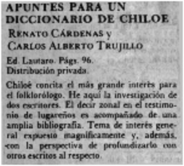 Apuntes para un diccionariode Chiloé.