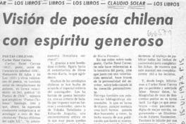 Visión de poesía chilena con espíritu generoso