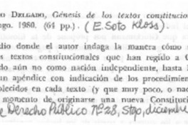 Génesis de los textos constitucionales chilenos.