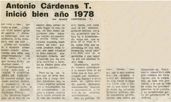 Antonio Cárdenas T. inició bien año 1978