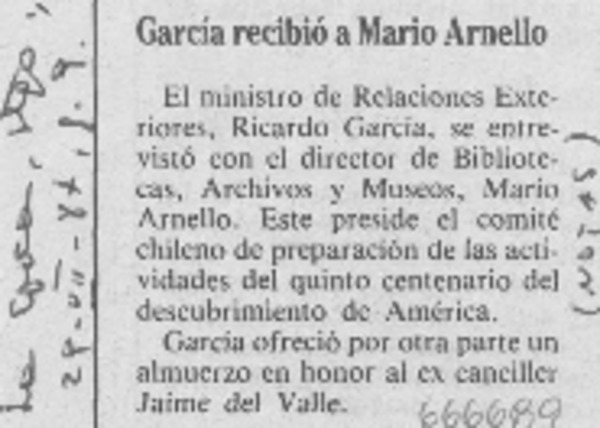 García recibió a Mario Arnello.