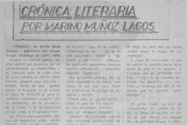 Crónica literaria  [artículo] Marino Muñoz Lagos.