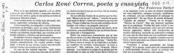 Carlos René Correa, poeta y ensayista  [artículo] Federico Tatter