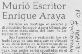 Murió escritor Enrique Araya.