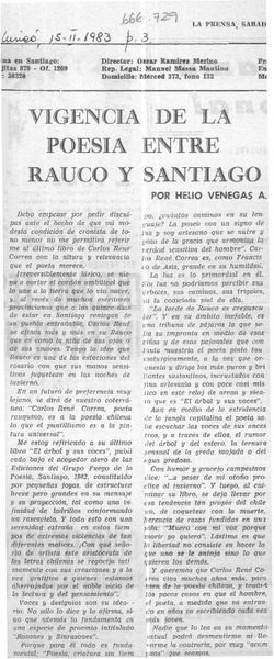 Vigencia de la poesía entre Rauco y Santiago  [artículo] Helio Venegas A.