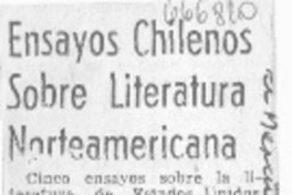 Ensayos chilenos sobre literatura norteamericana.