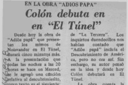 Colón debuta en "El Túnel".  [artículo]
