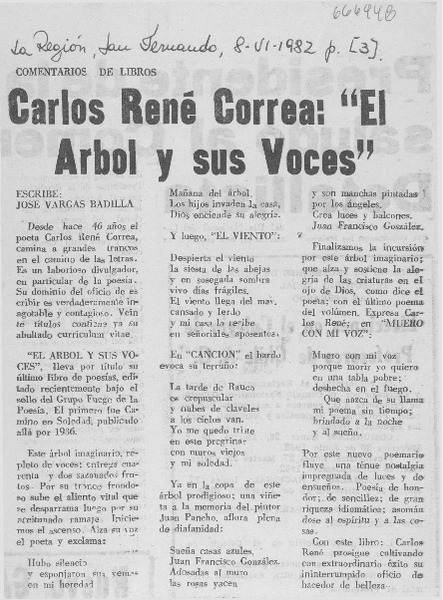 Carlos René Correa: el árbol y sus voces