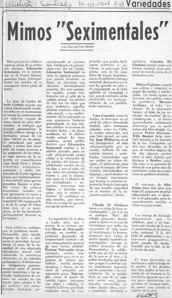 Mimos "seximentales"  [artículo] Luis Manuel Fernández.