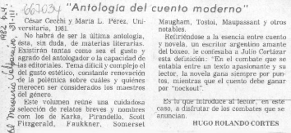 "Antología del cuento moderno"