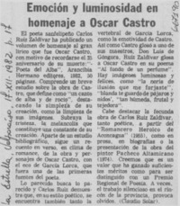 Emoción y luminosidad en homenaje a Oscar Castro.