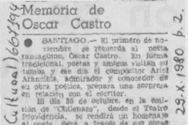 Memoria de Oscar Castro.