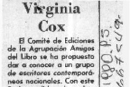 Virginia Cox.  [artículo]