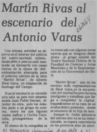 Martín Rivas al escenario del Antonio Varas.  [artículo]