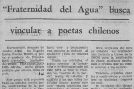 Fraternidad del agua" busca vincular a poetas chilenos.  [artículo]