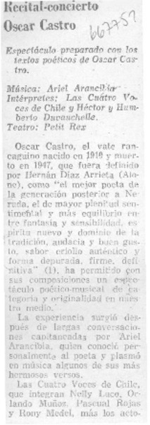 Recital-concierto Oscar Castro.