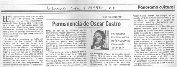 Permanencia de Oscar Castro