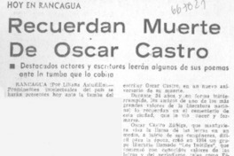 Recuerdan muerte de Oscar Castro.