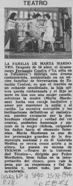 La familia de Marta Mardones.  [artículo]