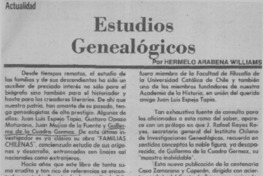 Estudios genealógicos  [artículo] Hermelo Arabena Williams.