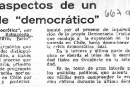 Tres aspectos de un Chile "democrático".