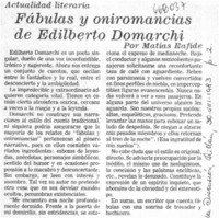 Fábulas y aniromancias de Edilberto Domarchi  [artículo] Matías Rafide.