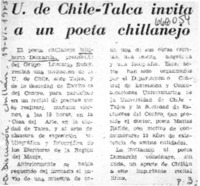 U. de Chile-Talca invita a un poeta chillanejo.  [artículo]