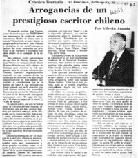 Arrogancias de un prestigioso escritor chileno  [artículo] Alfredo Aranda.