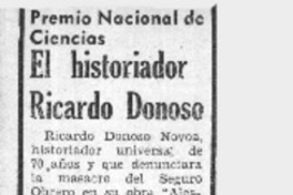 El historiador Ricardo Donoso.  [artículo]