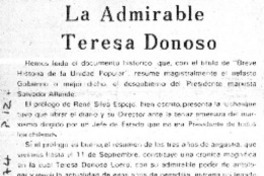 La admirable Teresa Donoso  [artículo] Manuel Gandarillas.