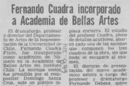 Fernando Cuadra incorporado a Academia de Bellas Artes.