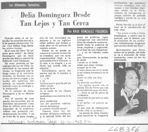 Delia Domínguez desde tan lejos y tan cerca