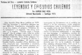 Leyendas y episodios chilenos  [artículo] Antonio Cárdenas.