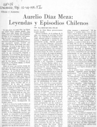 Aurelio Díaz Meza, leyendas y episodios chilenos  [artículo] Hernán del Solar.
