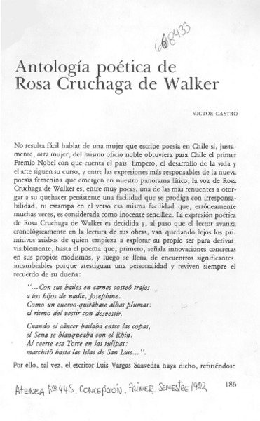 Antología poética de Rosa Cruchaga de Walker