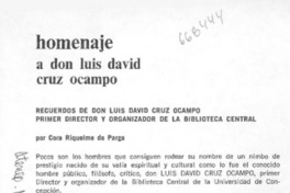 Homenaje a don Luis david Cruz Ocampo